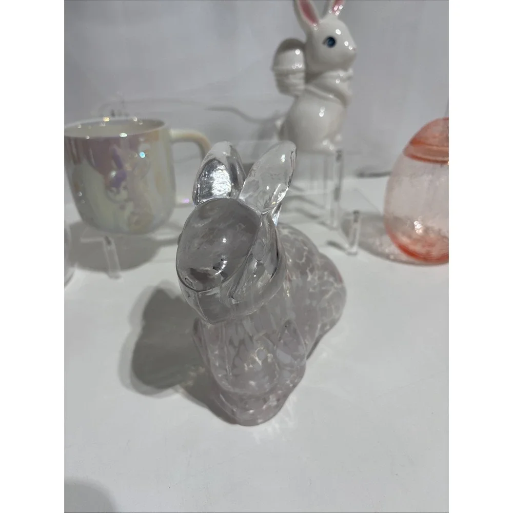 New Target Spritz Easter Lot Iridescent Pearl Bunny mug Figurine Glass Bunny Cup